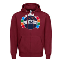 Burgundy sixers basketball Zipper Hoodie - linhVisuals