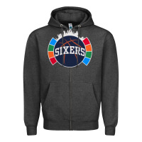 Charcoal Heather sixers basketball Zipper Hoodie - linhVisuals