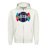 Oatmeal Heather sixers basketball Zipper Hoodie - linhVisuals