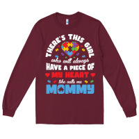 Burgundy lil autism mom Long Sleeve Tee - CowhideDigitalArt