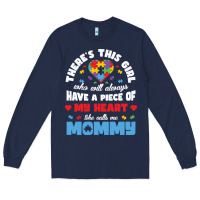Navy lil autism mom Long Sleeve Tee - CowhideDigitalArt