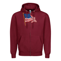 Burgundy American flag Zipper Hoodie - linhVisuals