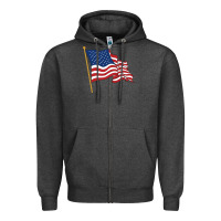 Charcoal Heather American flag Zipper Hoodie - linhVisuals