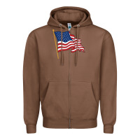 Chestnut American flag Zipper Hoodie - linhVisuals