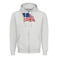 Dove Grey American flag Zipper Hoodie - linhVisuals