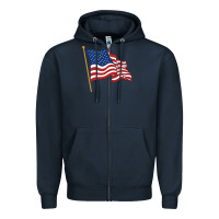 Navy American flag Zipper Hoodie - linhVisuals