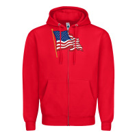 Red American flag Zipper Hoodie - linhVisuals