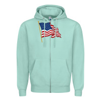 Seafoam American flag Zipper Hoodie - linhVisuals