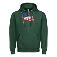 Sports Green American flag Zipper Hoodie - linhVisuals