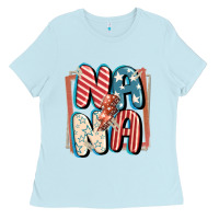 Baby Blue 4th of July nana with lightning bolt Ladies Tee - FaDigitalArtStudio