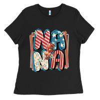 Black 4th of July nana with lightning bolt Ladies Tee - FaDigitalArtStudio