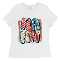 White 4th of July nana with lightning bolt Ladies Tee - FaDigitalArtStudio
