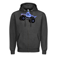 Charcoal Heather Monster Truck Megalodon Zipper Hoodie - linhVisuals