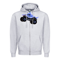 Heather Grey Monster Truck Megalodon Zipper Hoodie - linhVisuals