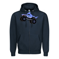 Navy Monster Truck Megalodon Zipper Hoodie - linhVisuals