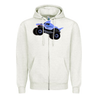 Oatmeal Heather Monster Truck Megalodon Zipper Hoodie - linhVisuals