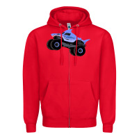 Red Monster Truck Megalodon Zipper Hoodie - linhVisuals