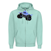 Seafoam Monster Truck Megalodon Zipper Hoodie - linhVisuals