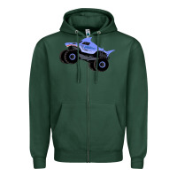 Sports Green Monster Truck Megalodon Zipper Hoodie - linhVisuals