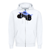 White Monster Truck Megalodon Zipper Hoodie - linhVisuals
