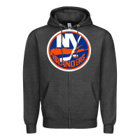 Charcoal Heather Ny islanders Zipper Hoodie - linhVisuals