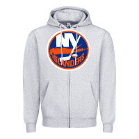 Heather Grey Ny islanders Zipper Hoodie - linhVisuals