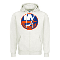 Oatmeal Heather Ny islanders Zipper Hoodie - linhVisuals