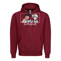 Burgundy gon killua Zipper Hoodie - linhVisuals