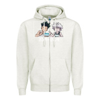 Oatmeal Heather gon killua Zipper Hoodie - linhVisuals