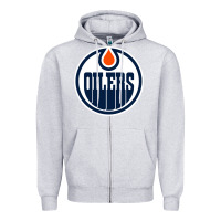Heather Grey oilers Zipper Hoodie - linhVisuals