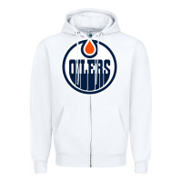 White oilers Zipper Hoodie - linhVisuals