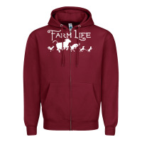Burgundy FARM LIFE ANIMAL Zipper Hoodie - linhVisuals