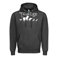 Charcoal Heather FARM LIFE ANIMAL Zipper Hoodie - linhVisuals