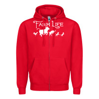 Red FARM LIFE ANIMAL Zipper Hoodie - linhVisuals