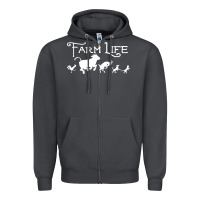 Smoke FARM LIFE ANIMAL Zipper Hoodie - linhVisuals