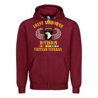 Burgundy Airborne 101st division Zipper Hoodie - linhVisuals
