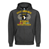 Charcoal Heather Airborne 101st division Zipper Hoodie - linhVisuals