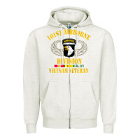 Oatmeal Heather Airborne 101st division Zipper Hoodie - linhVisuals
