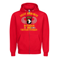 Red Airborne 101st division Zipper Hoodie - linhVisuals