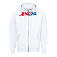 White #amsoil Zipper Hoodie - linhVisuals