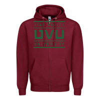 Burgundy uvu, utah valley, education Zipper Hoodie - linhVisuals