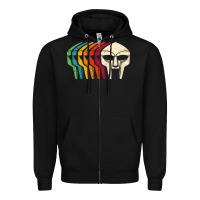 Black Retro Mask Doom Zipper Hoodie - linhVisuals