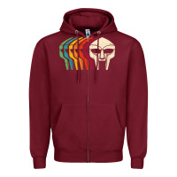 Burgundy Retro Mask Doom Zipper Hoodie - linhVisuals