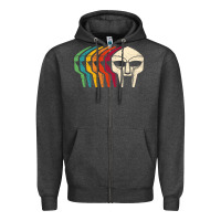 Charcoal Heather Retro Mask Doom Zipper Hoodie - linhVisuals
