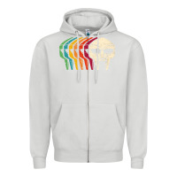 Dove Grey Retro Mask Doom Zipper Hoodie - linhVisuals