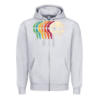 Heather Grey Retro Mask Doom Zipper Hoodie - linhVisuals
