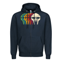 Navy Retro Mask Doom Zipper Hoodie - linhVisuals