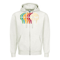 Oatmeal Heather Retro Mask Doom Zipper Hoodie - linhVisuals