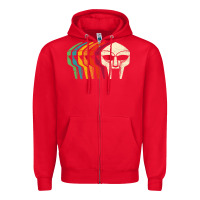 Red Retro Mask Doom Zipper Hoodie - linhVisuals