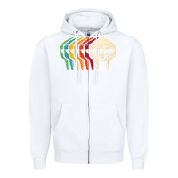 White Retro Mask Doom Zipper Hoodie - linhVisuals